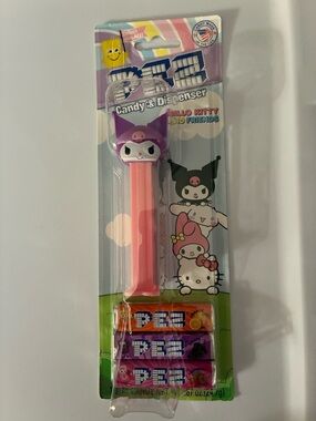 NWT Sanrio Kuromi PEZ Candy Dispenser with candy - Pink & Purple. Brand new.
